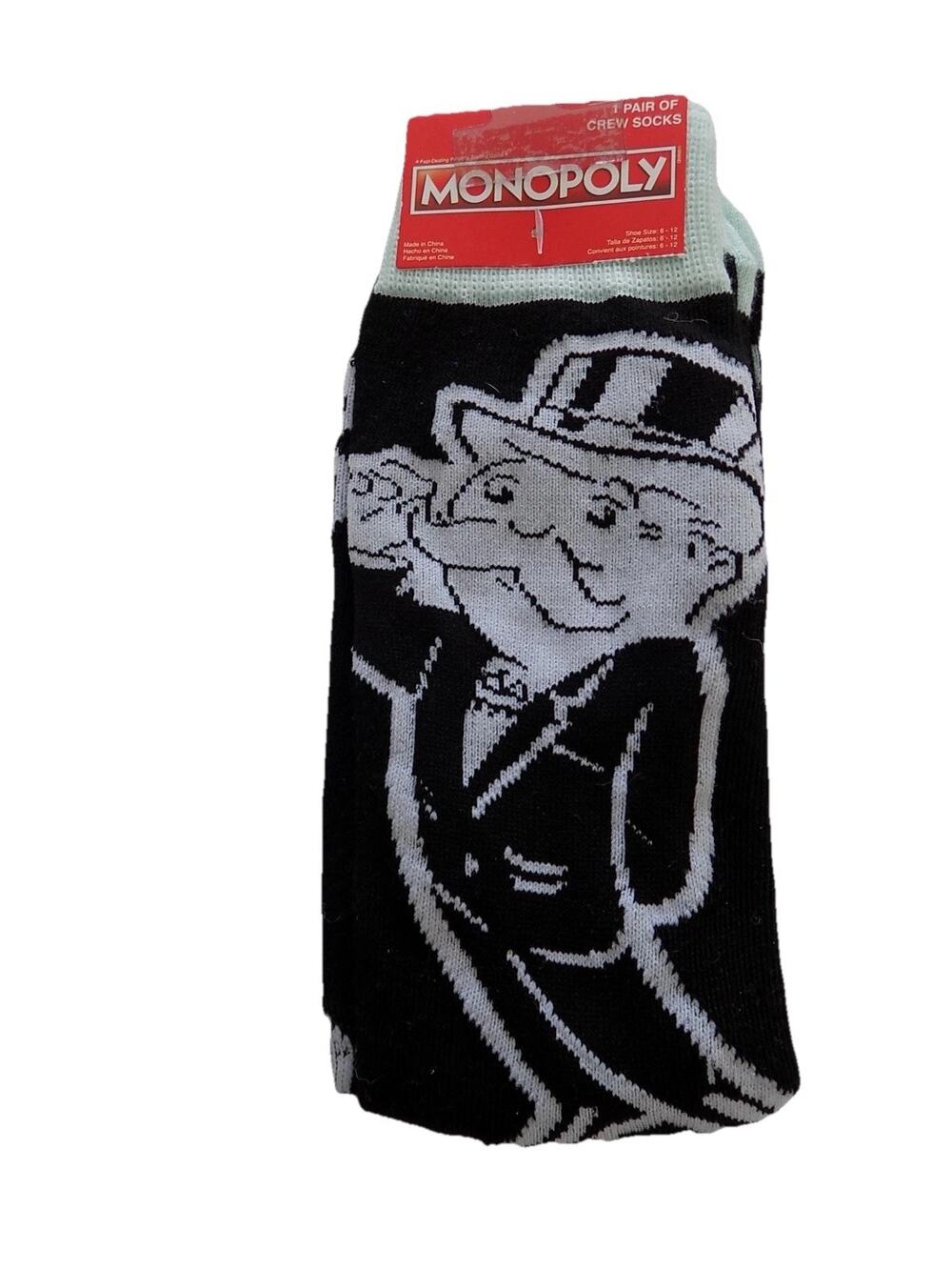 Monopoly crew socks size 6-12 NEW